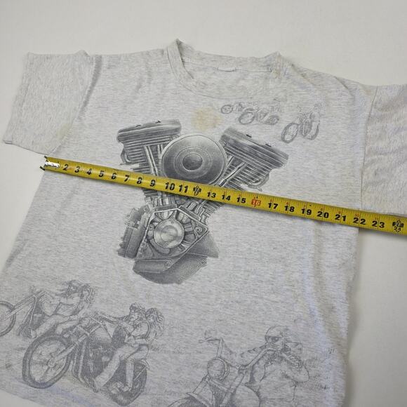 Vintage 90s Biker Motorcycle Shirt Mens Medium Engine Chopper Single Stitch - Picture 7 of 11